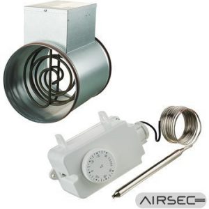 Kanavalämmitin Airsec 125 mm / 800 W + termostaatti