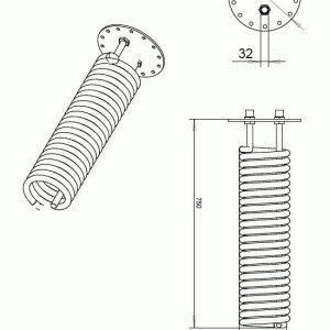 Käyttövesikierukka / aurinkokierukka 35 l/min kiinnityslaipalla