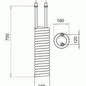 Käyttövesikierukka / aurinkokierukka 35 l/min läpivientiyhteellä