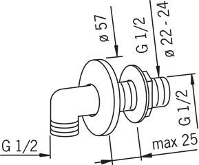 Läpivientikulma Oras 267043 G1/2 kromi