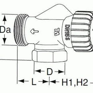 Patteriventtiili TA TRV-2 DN10 kulma