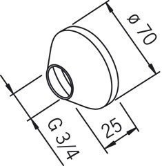 Peitelaippa Oras 203504 G3/4xØ 70 mm kromi