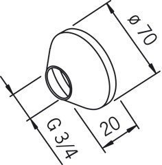 Peitelaippa Oras 207143 G3/4xØ70 mm kromi