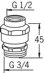 Tyhjöventtiili Oras 261032 G1/2 sk x G3/4 uk kromi