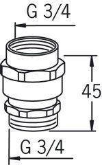 Tyhjöventtiili Oras 261034 G3/4 sk x G3/4 uk kromi